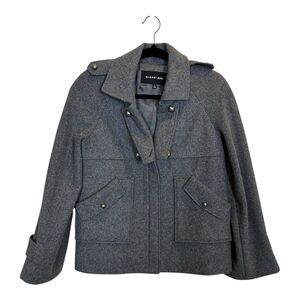 Gianni Bini Crop Gray Wool Blend Military Jacket Sz 2